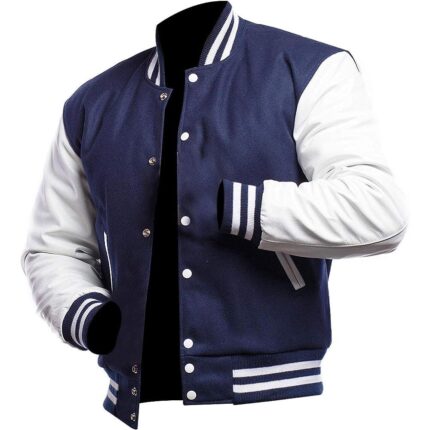 Varsity wool leather jacket 1
