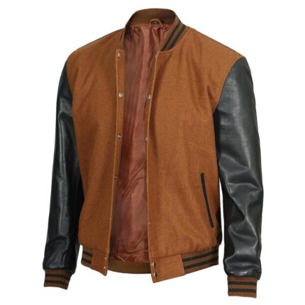 Varsity wool leather jacket 5